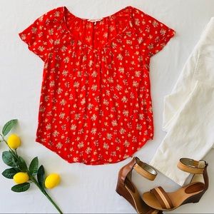 Rebecca Taylor Blossom Print V-neck Blouse